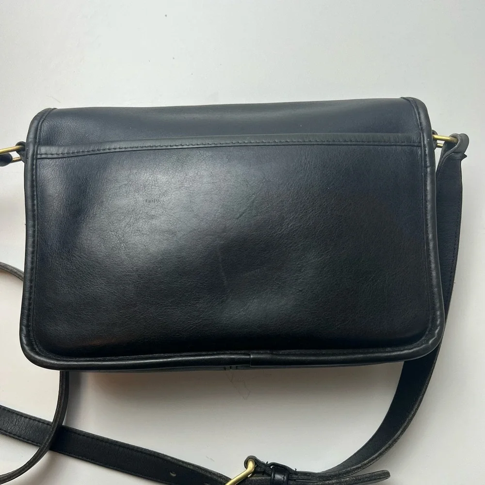 COACH 0171-256 Compartment Bag Black Glove Cowhide Leather Crossbody 9850 Vtg.